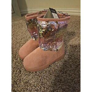 Bebe Girls Mid Calf Microsuede Winter Boots FBGBB-5124/Blush Size 13 NWT